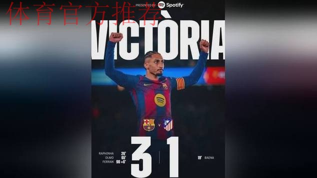 巴萨3-1逆转马竞！西甲5连胜领跑积分榜 拉菲尼亚破门 莱万丢点球